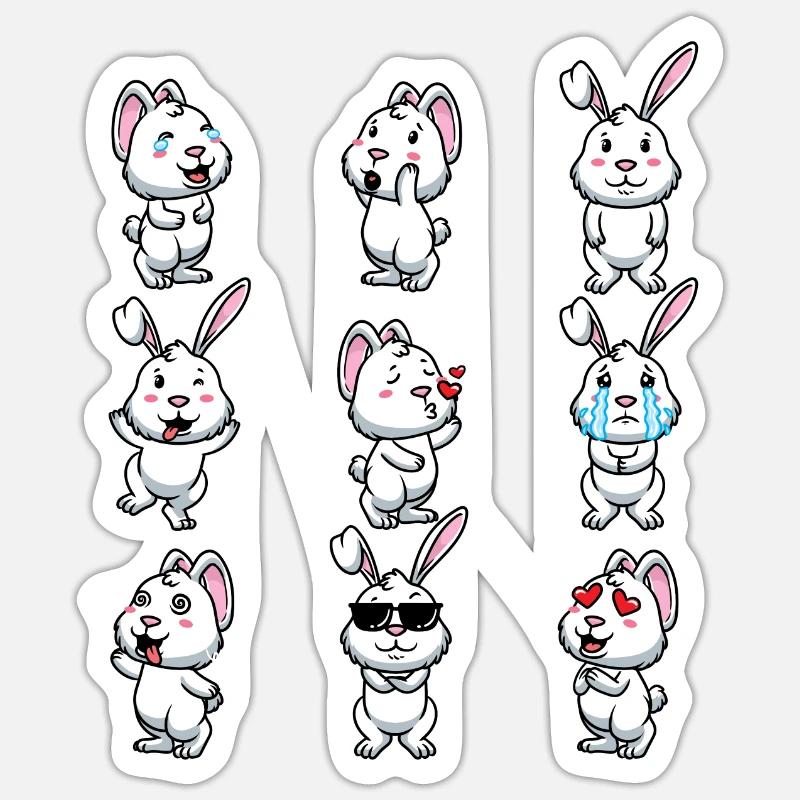 White Rabbit Emoticons Rabbit - Sticker size S (10 x 10 cm) - white matte