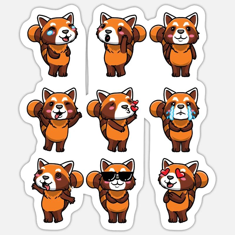 Panda roux Petit panda émoticône - Sticker taille S (10 x 10 cm) - blanc mat