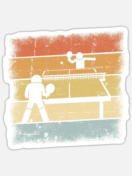 Tischtennis Retro - Sticker Größe S (10 x 10 cm) - Mattweiß