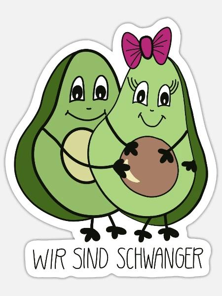 Wir sind Schwanger Avocado - Ankündigung - Sticker Größe S (10 x 10 cm) - Mattweiß