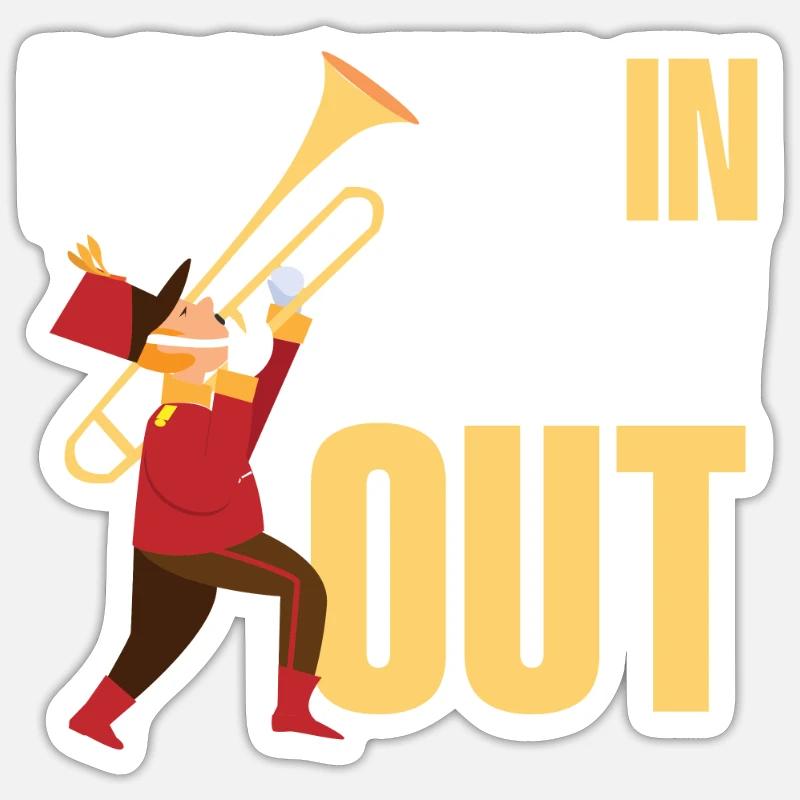 Trombone - Sticker taille S (10 x 10 cm) - blanc mat