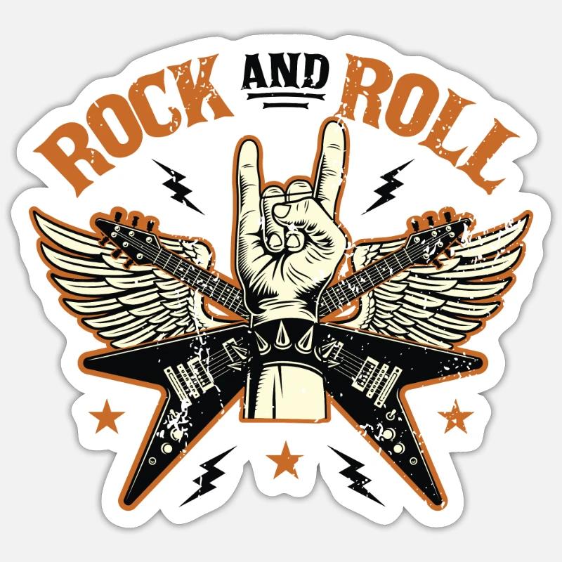 Rock'n'Roll - Sticker Größe S (10 x 10 cm) - Mattweiß
