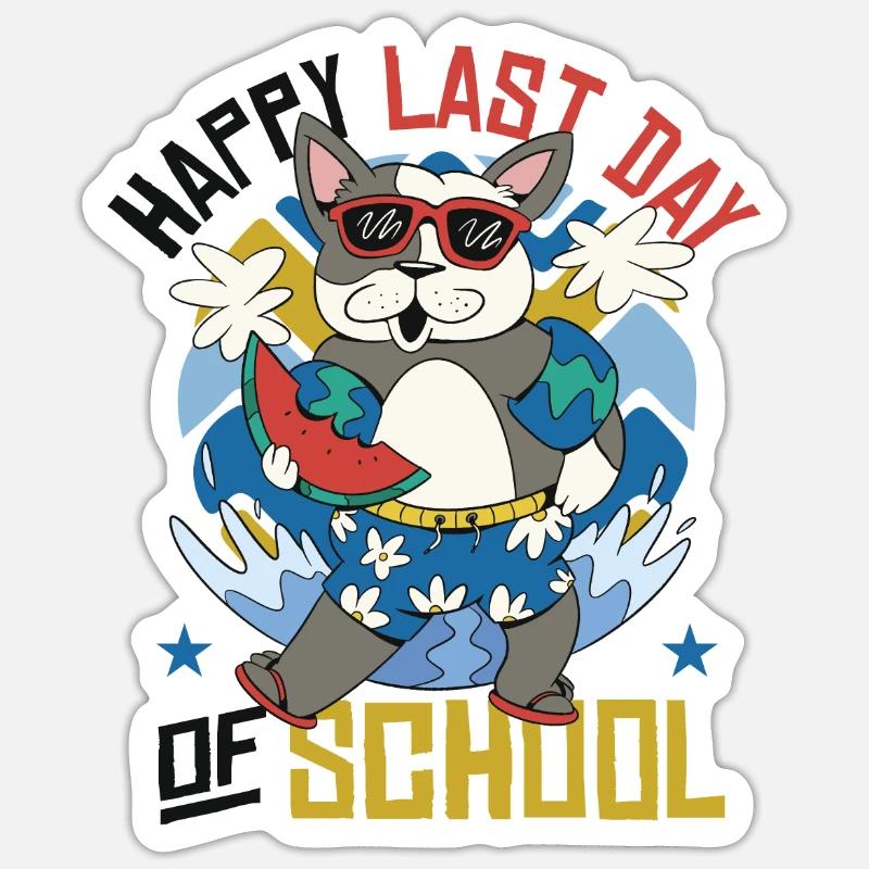 Joyeux dernier jour d’école - Sticker taille S (10 x 10 cm) - blanc mat