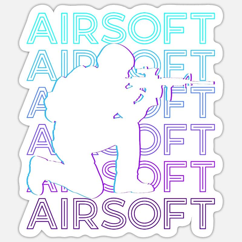 Airsoft Retro Geschenk - Sticker Größe S (10 x 10 cm) - Mattweiß