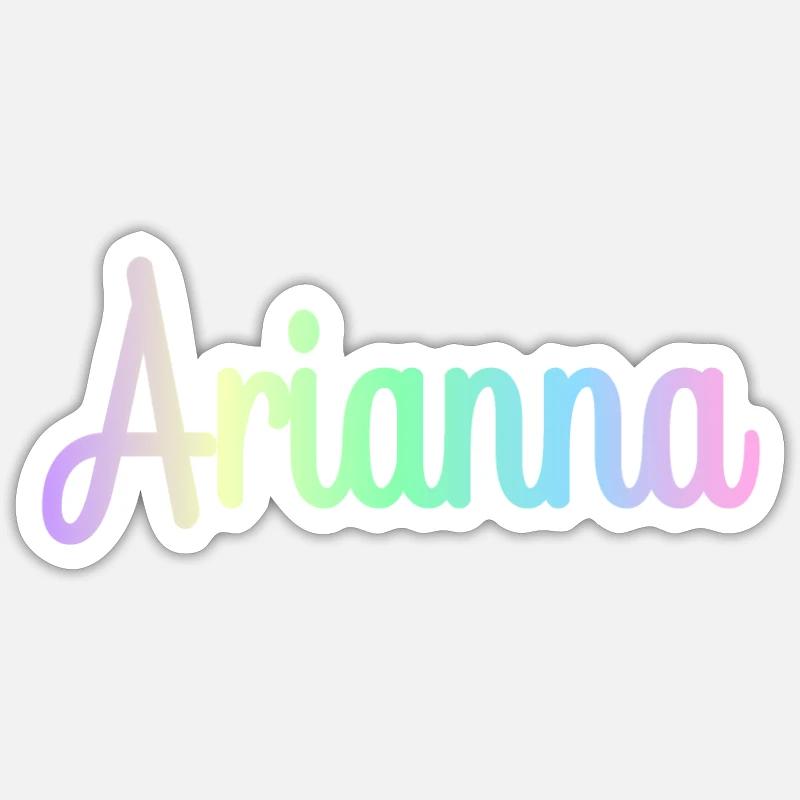 ARIANNA Rainbow Cursive minimaliste - Sticker taille S (10 x 10 cm) - blanc mat