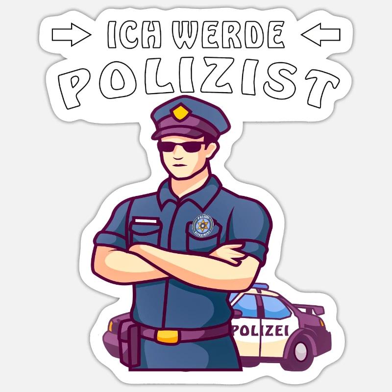 JE DEVIENS POLICIER - Sticker taille S (10 x 10 cm) - blanc mat