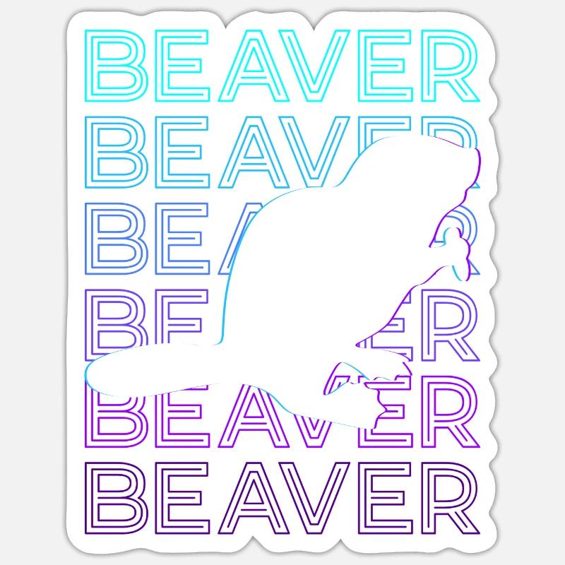 Biber Retro Geschenk - Sticker Größe S (10 x 10 cm) - Mattweiß