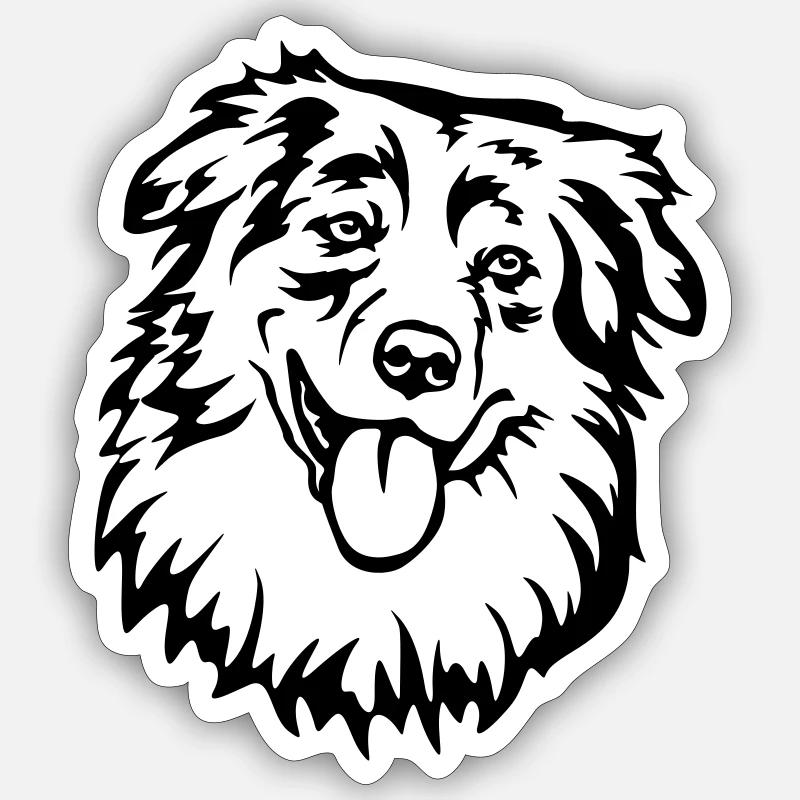 Australian Shepherd Head - Sticker size S (10 x 10 cm) - white matte
