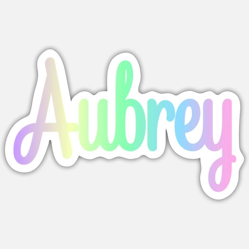 AUBREY Rainbow Cursive Minimaliste Sticker taille S (10 x 10 cm)