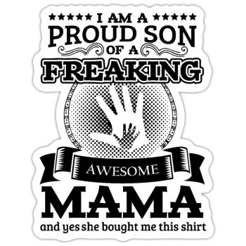 Familie Mama Sohn Tshirt - Sticker Größe S (10 x 10 cm) - Mattweiß - Vorne