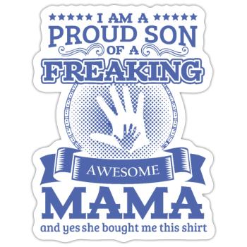 Familie Mama Sohn Tshirt - Sticker Größe S (10 x 10 cm) - Mattweiß - Vorne