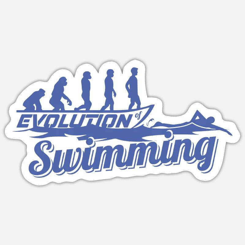 Évolution du nageur - Sticker taille S (10 x 10 cm) - blanc mat