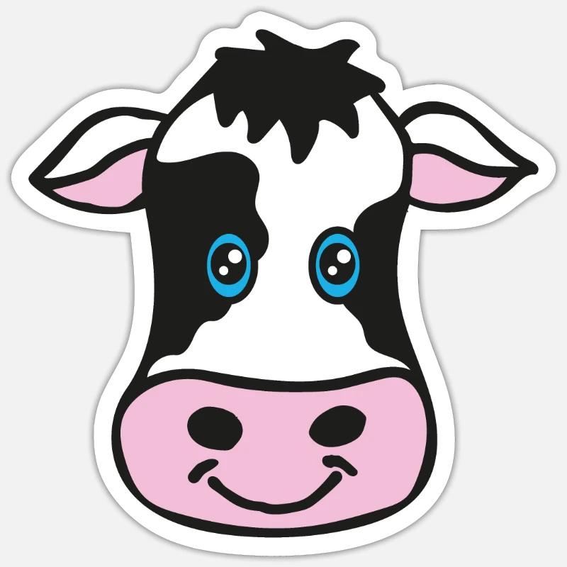 Dessin de vache - Sticker taille S (10 x 10 cm) - blanc mat