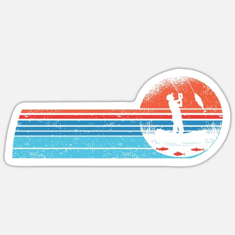 Pêcheur Bateau de pêche Pêche à la canne à mouche Pêche - Sticker taille S (10 x 10 cm) - blanc mat