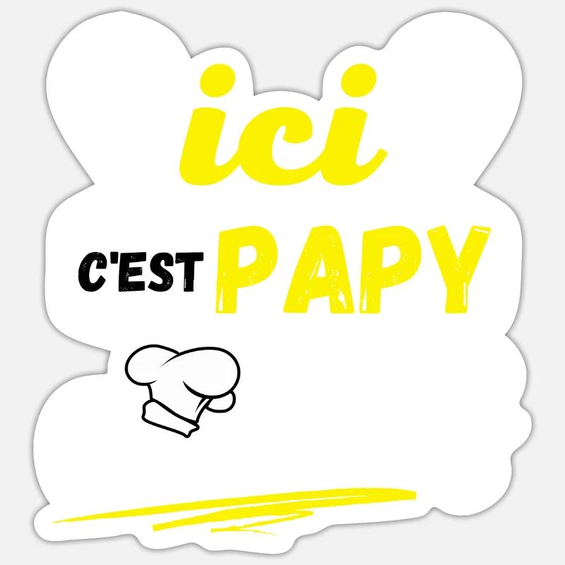 ICI C'EST PAPY LE CHEF - Sticker taille S (10 x 10 cm) - blanc mat
