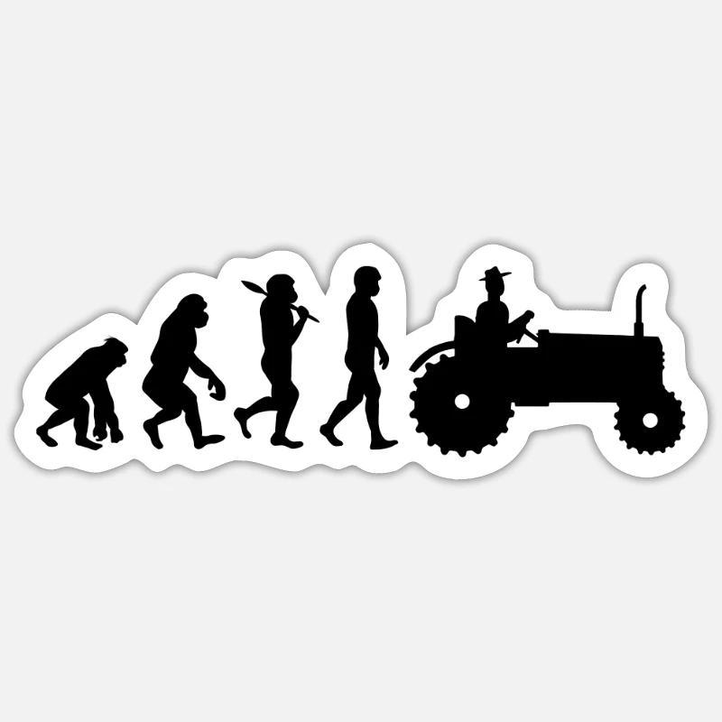 Landwirt Evolution Geschenk Traktor Trecker Sticker Größe S (10 x 10 cm)