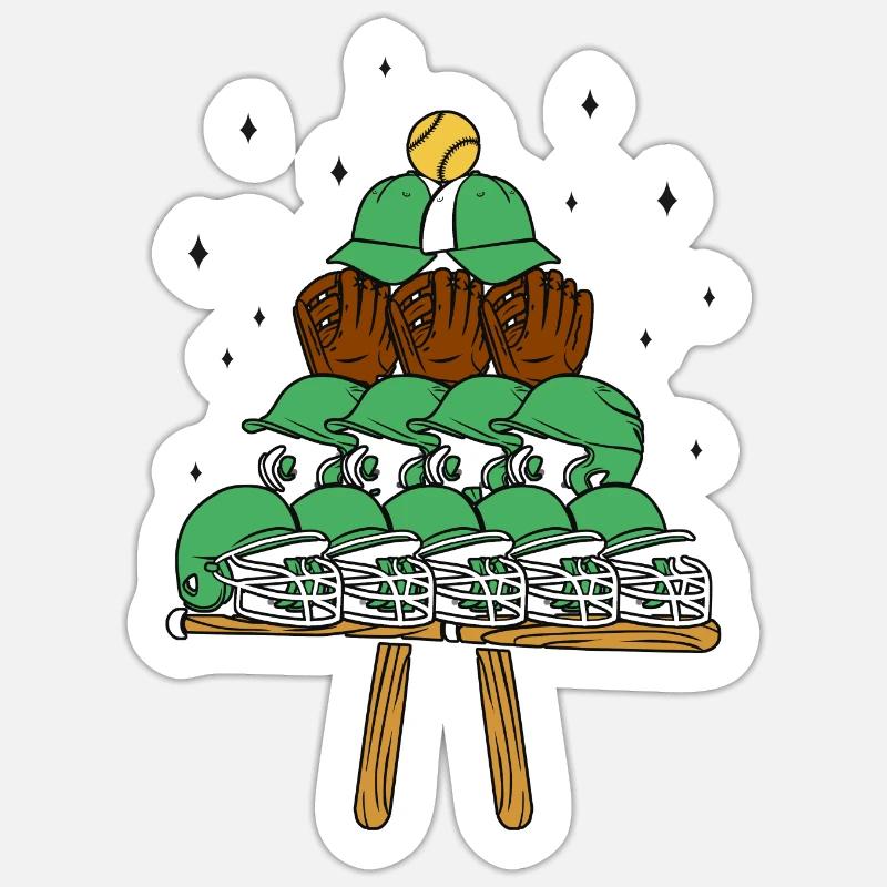 Baseball Fan Christmas Tree - Sticker size S (10 x 10 cm) - white matte