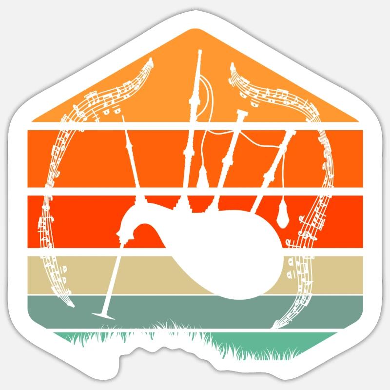 Cornemuse rétro Instrument de musique Cornemuse Sticker taille S (10 x 10 cm)