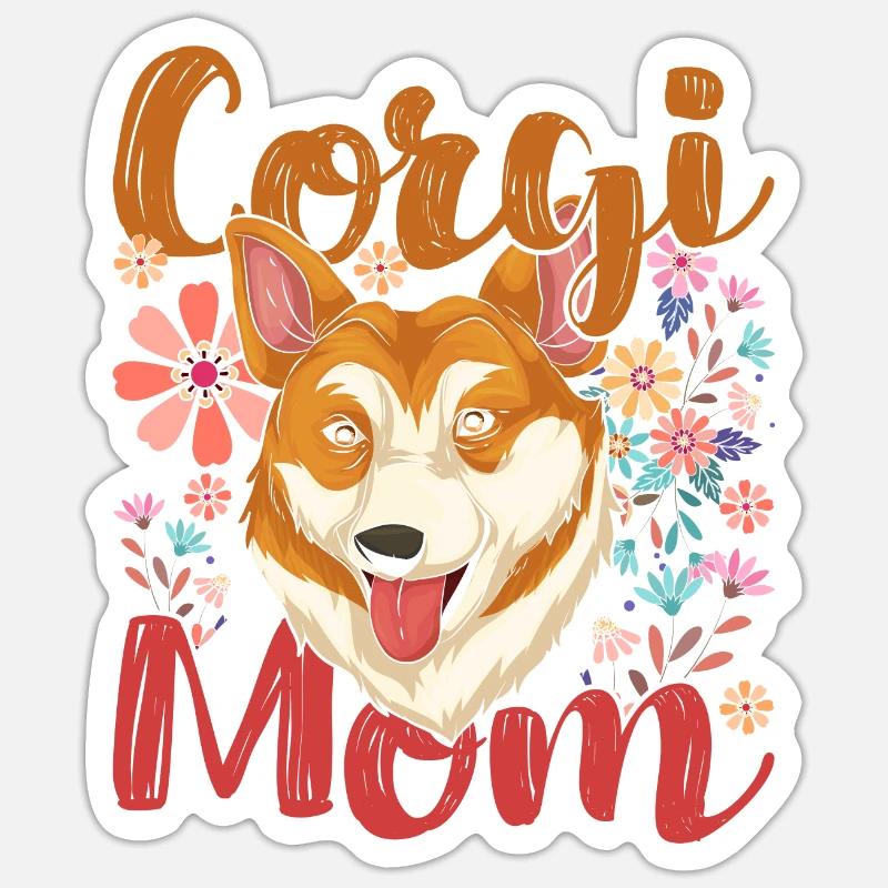 Muttertag Hunde Geschenkidee Mama Welsh Corgi Sticker Größe S (10 x 10 cm)