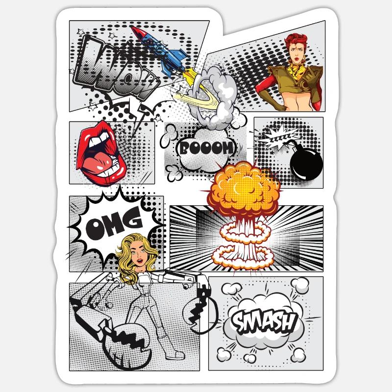Style comique - Sticker taille S (10 x 10 cm) - blanc mat