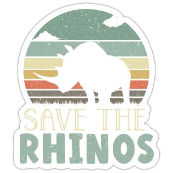 Rettet den Nashorn-Nashorn-Wildtier-Pflanzenfresser - Sticker Größe S (10 x 10 cm) - Mattweiß - Vorne