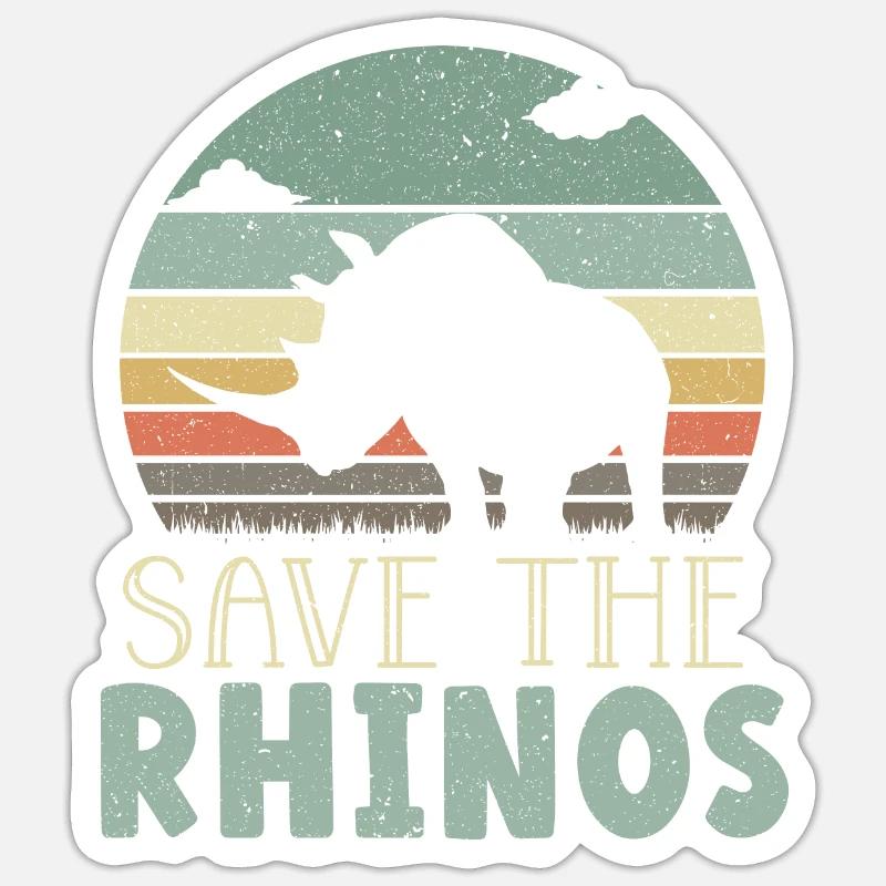 Sauvez le rhinocéros rhinocéros herbivore de la faune Sticker taille S (10 x 10 cm)