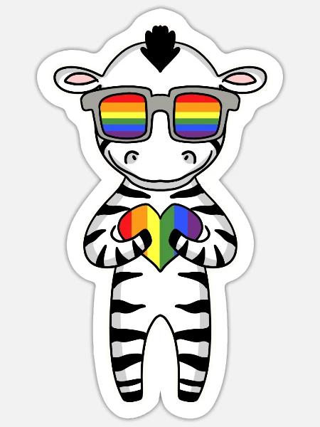 LGBT Tier Zebra Regenbogen - Sticker Größe S (10 x 10 cm) - Mattweiß