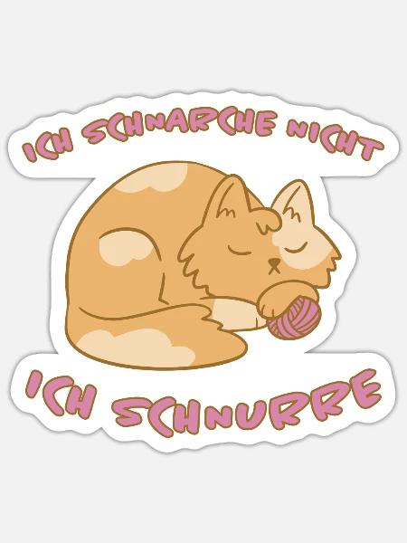 Schnurren Schnarchen Schlaf Spruch Katzen Geschenk - Sticker Größe S (10 x 10 cm) - Mattweiß