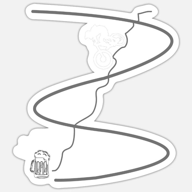 VTT et bière - Sticker taille S (10 x 10 cm) - blanc mat