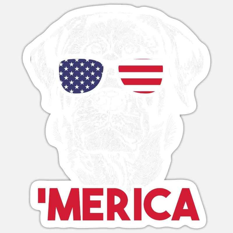 Rottweiler Merica - Sticker taille S (10 x 10 cm) - blanc mat