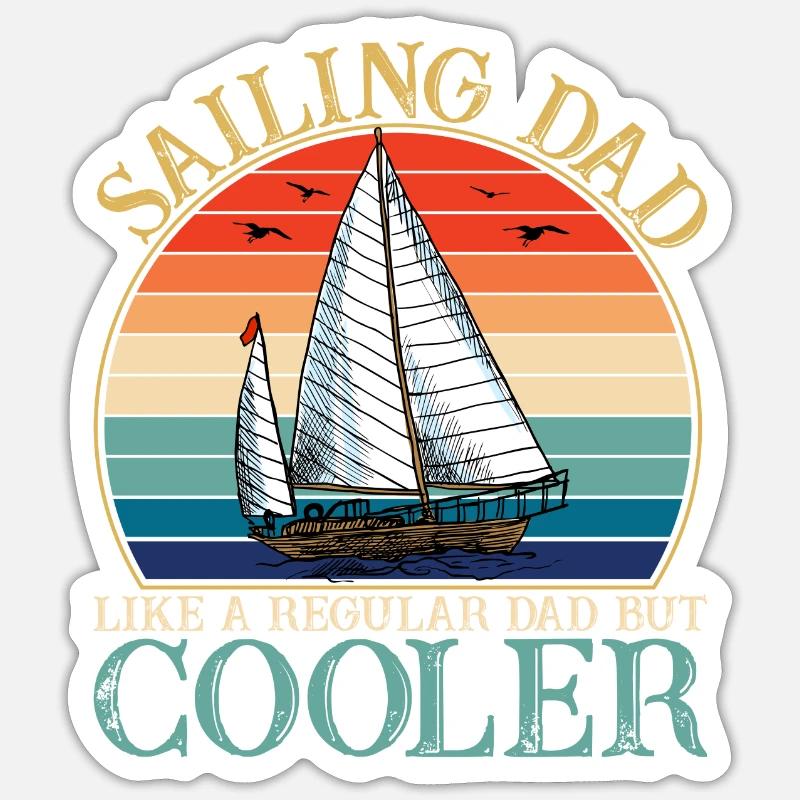 Sailing Dad Retro Sunset - Sticker size S (10 x 10 cm) - white matte