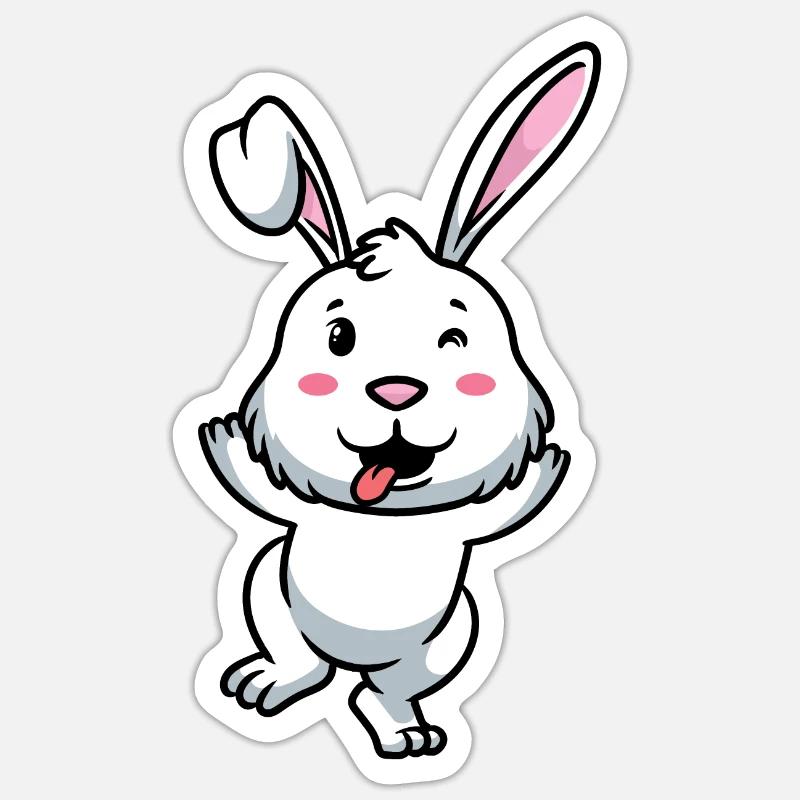 White Rabbit Emoticon Rabbit Sticker size S (10 x 10 cm)