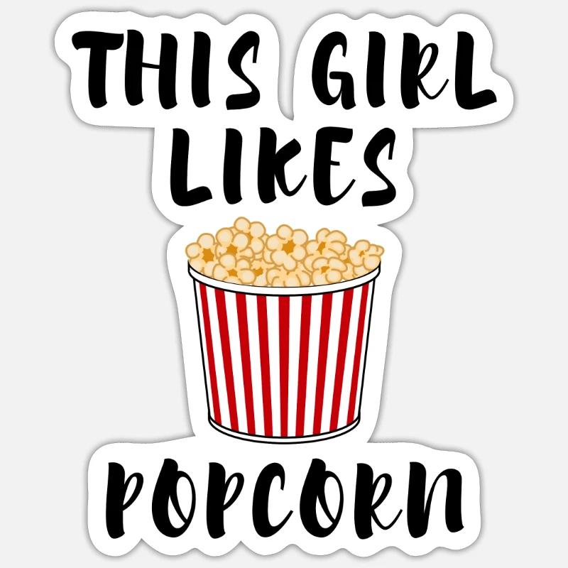 Popcorn-Chef-Mädchen mag Popcorn, das Mais isst Sticker Größe S (10 x 10 cm)