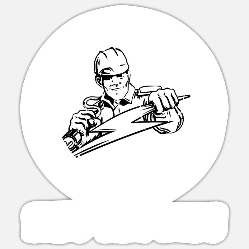 Handwerker Berufe Elektroniker Elektriker - Sticker Größe S (10 x 10 cm) - Mattweiß
