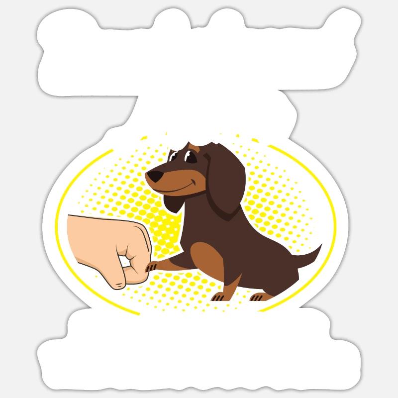 dackel Mama Dackel Haustiere Mutter Geschenk - Sticker Größe S (10 x 10 cm) - Mattweiß