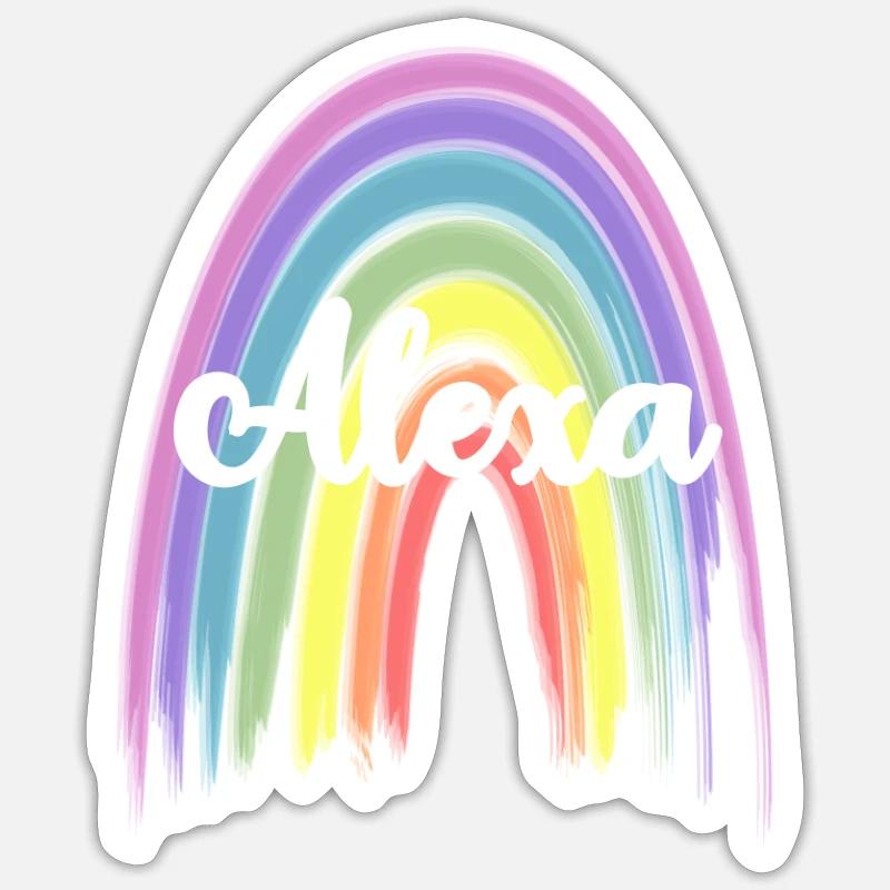ALEXA Rainbow Cursive - Sticker size S (10 x 10 cm) - white matte