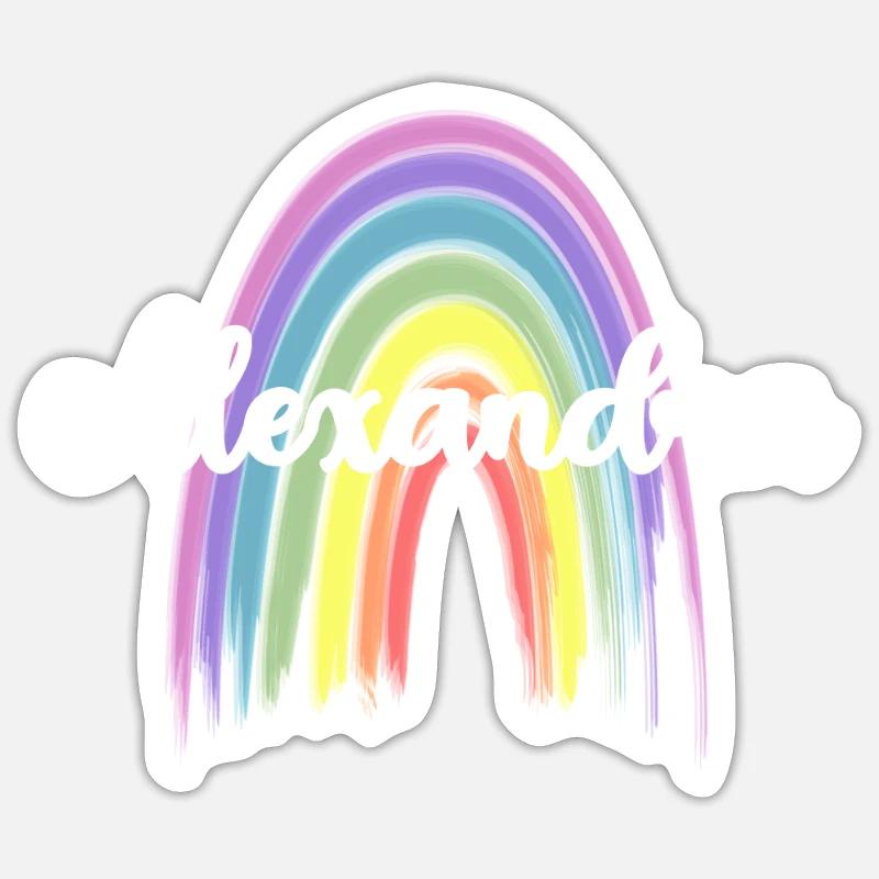 ALEXANDRA Rainbow Cursive - Sticker size S (10 x 10 cm) - white matte