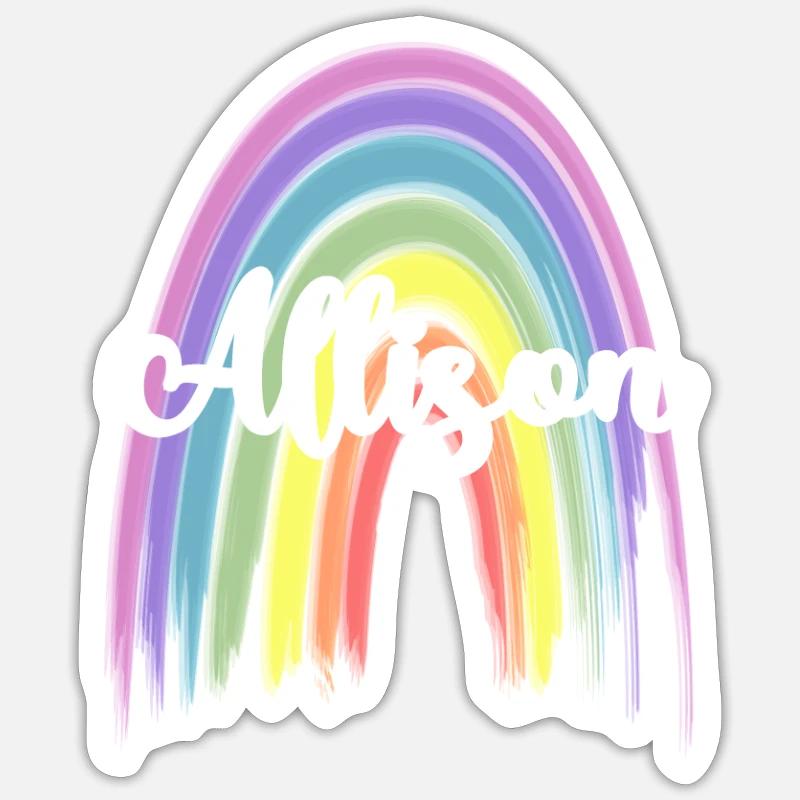 ALLISON Rainbow Cursive - Sticker size S (10 x 10 cm) - white matte