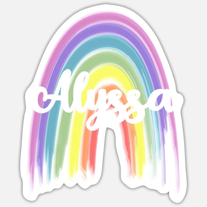 ALYSSA Rainbow Cursive - Sticker size S (10 x 10 cm) - white matte