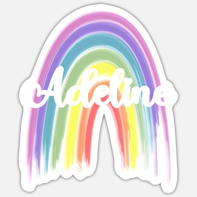 ADELINE Rainbow Cursive - Sticker Größe S (10 x 10 cm) - Mattweiß