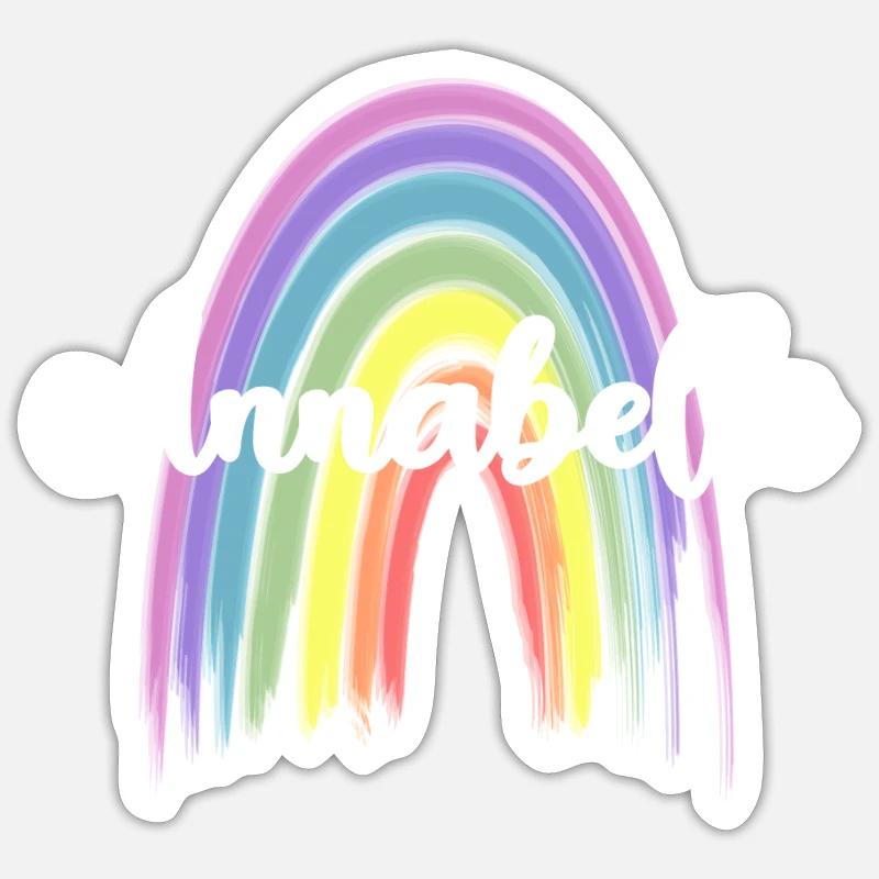 ANNABELLE Arc-en-ciel Cursive - Sticker taille S (10 x 10 cm) - blanc mat
