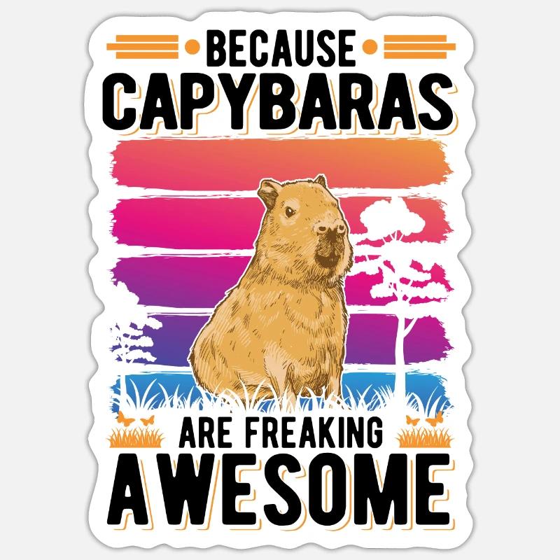 Capybara Cadeau Capibara Capybara - Sticker taille S (10 x 10 cm) - blanc mat