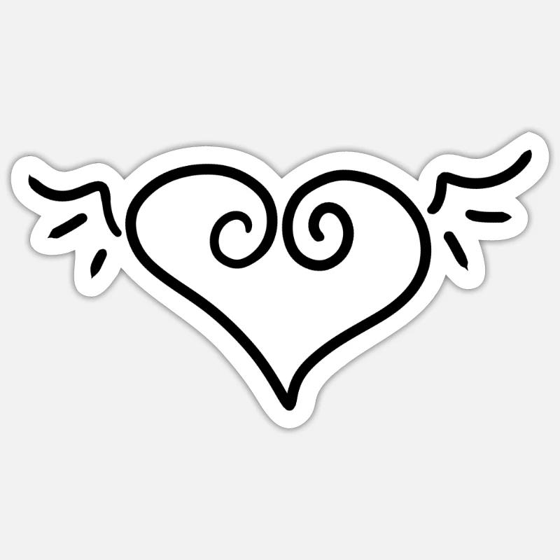 Ange du cœur - Sticker taille S (10 x 10 cm) - blanc mat