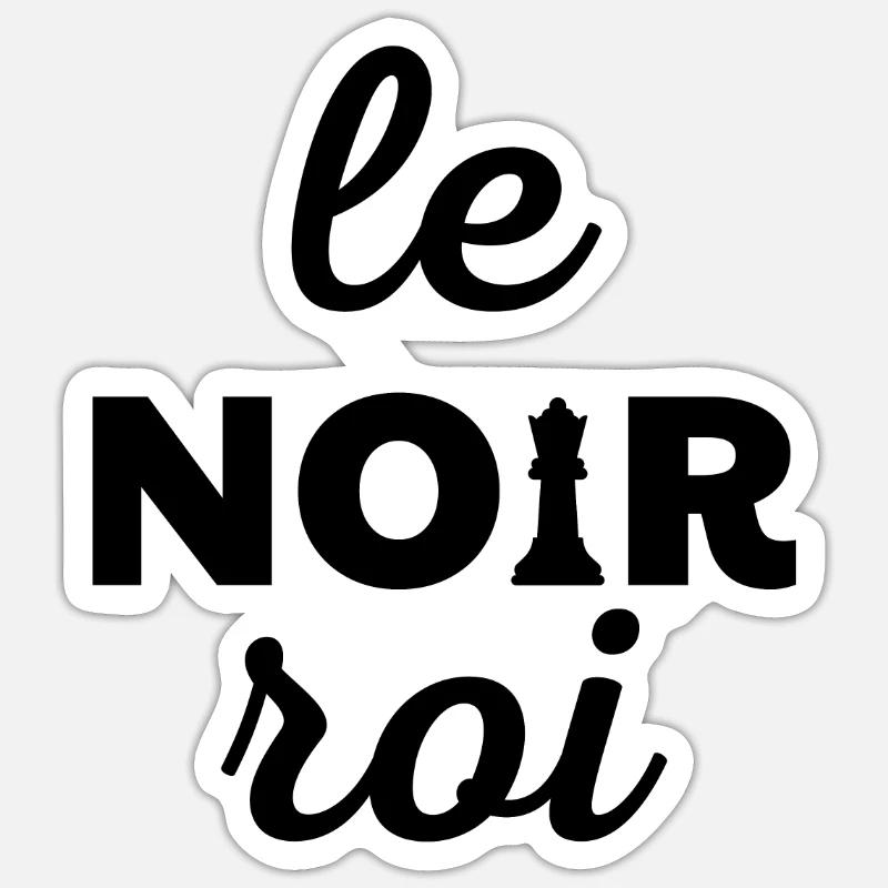 le roi noir jeu d'échecs - Sticker taille S (10 x 10 cm) - blanc mat