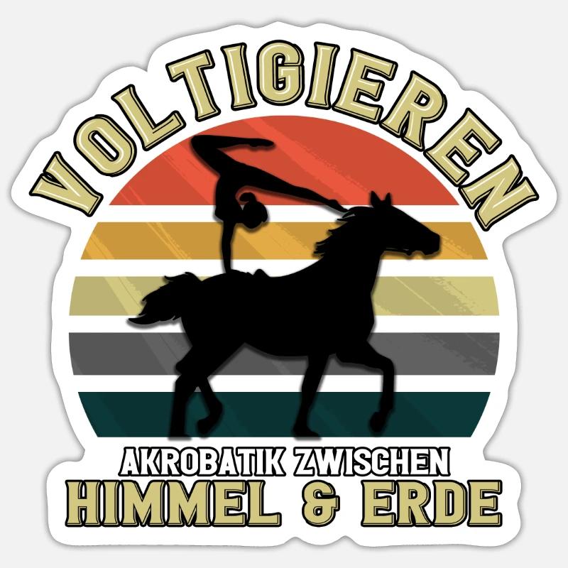 Mädchen Voltigieren Volti - Sticker Größe S (10 x 10 cm) - Mattweiß