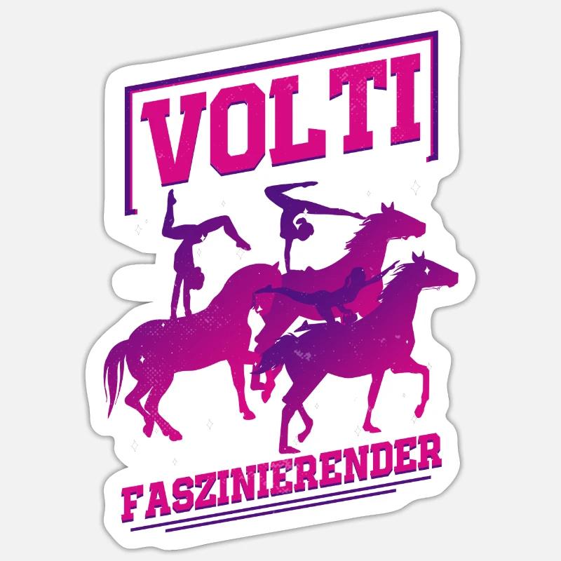 Mädchen Voltigieren Volti - Sticker Größe S (10 x 10 cm) - Mattweiß