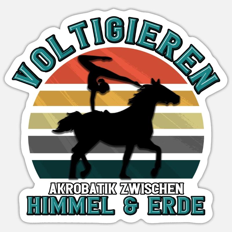 Mädchen Voltigieren Volti - Sticker Größe S (10 x 10 cm) - Mattweiß