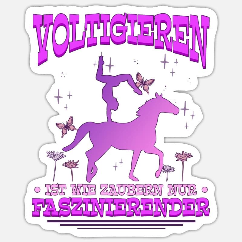 Mädchen Voltigieren Volti - Sticker Größe S (10 x 10 cm) - Mattweiß