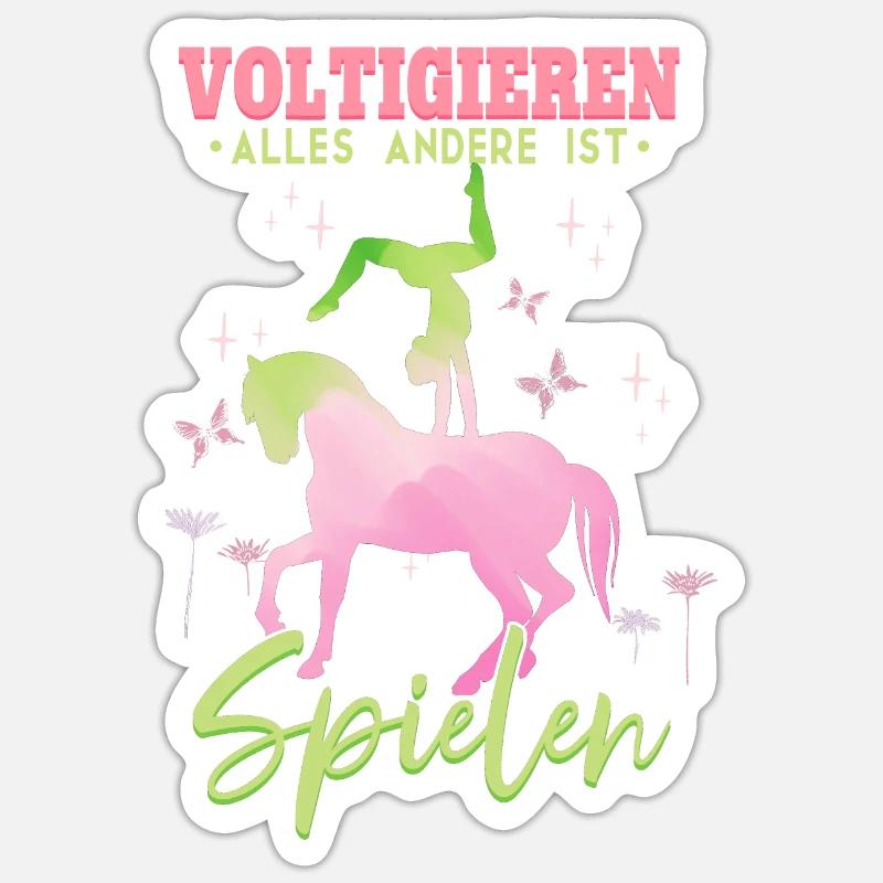 Mädchen Voltigieren Volti - Sticker Größe S (10 x 10 cm) - Mattweiß