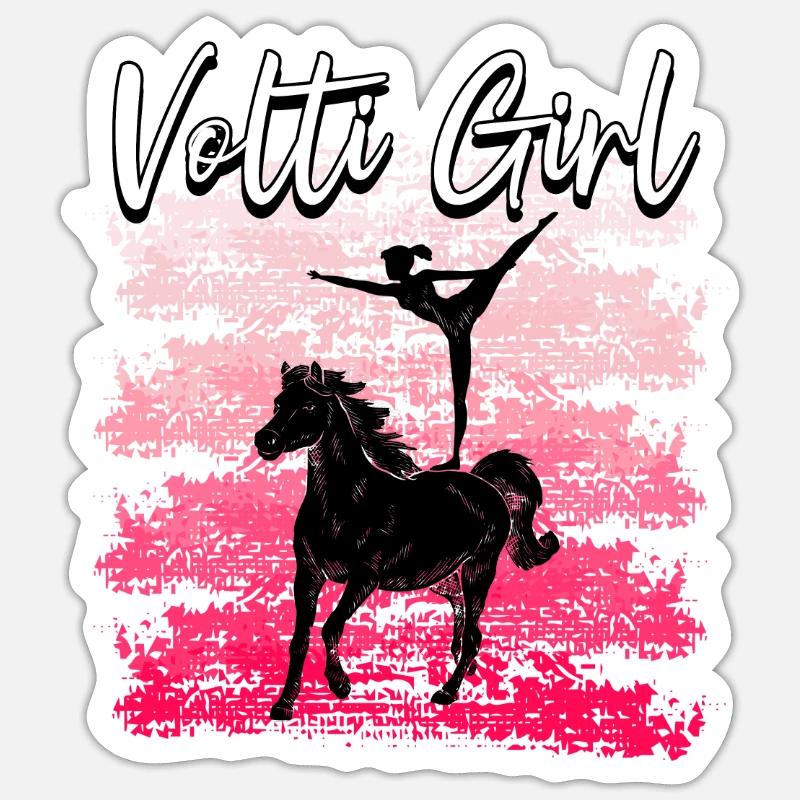 Mädchen Voltigieren Volti - Sticker Größe S (10 x 10 cm) - Mattweiß